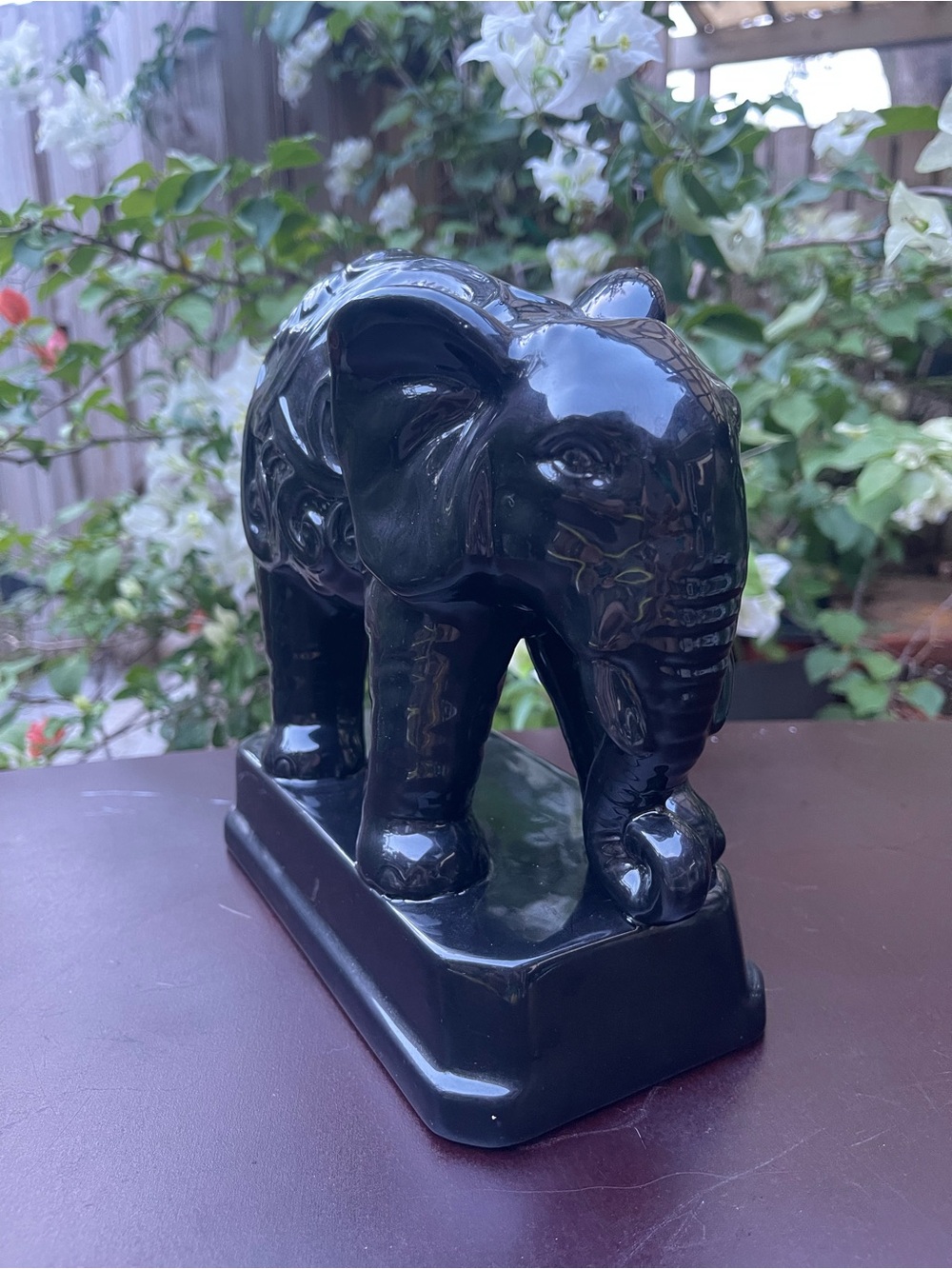 Black Porcelain Elephant Figurine - Decorative Home Art - Picture 3 of 6